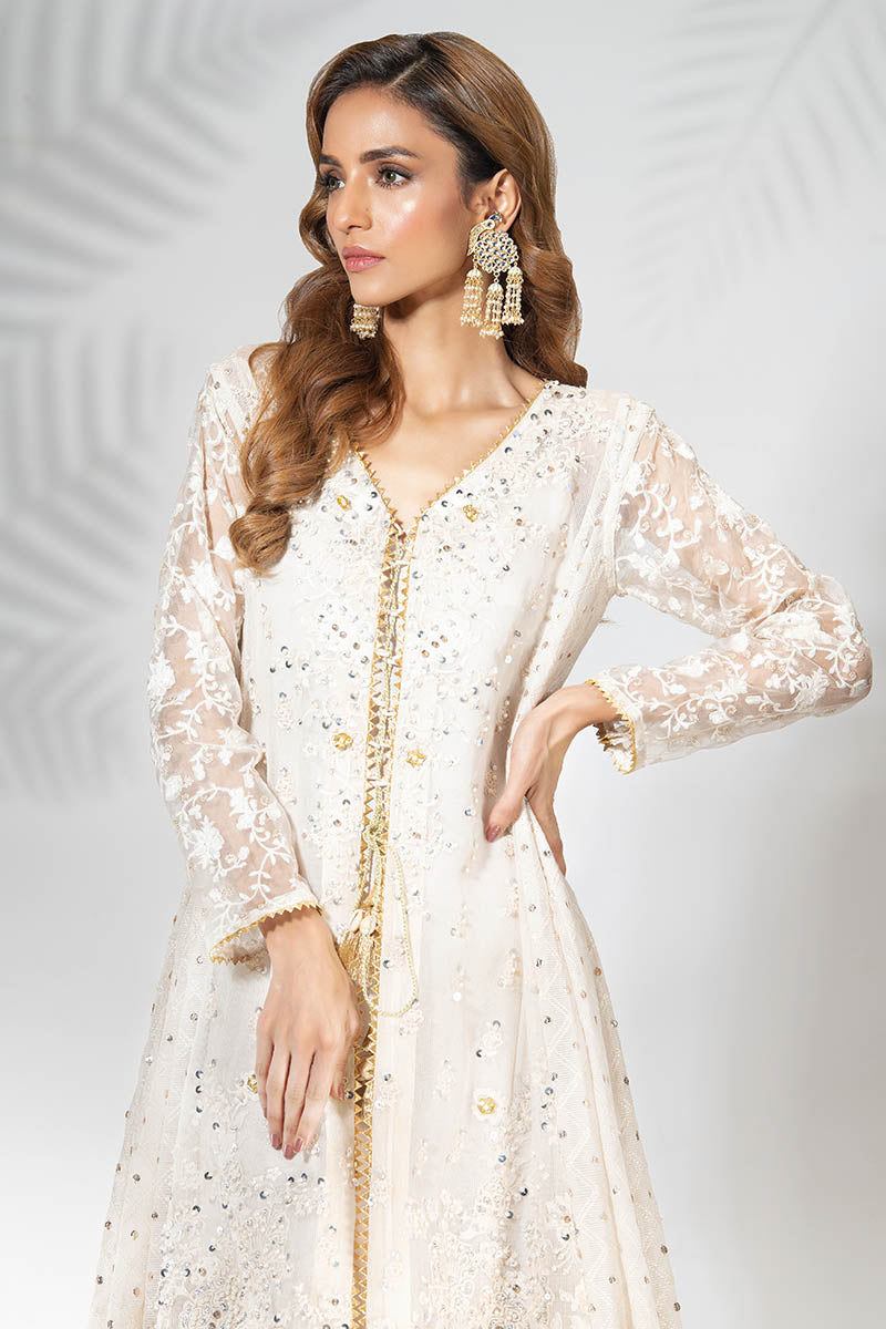 Fatima Khan | Best Sellers 24 | EGG SHELL WHITE KALIDAR - Official Fatima Khan stockist in UK - Sakeena London