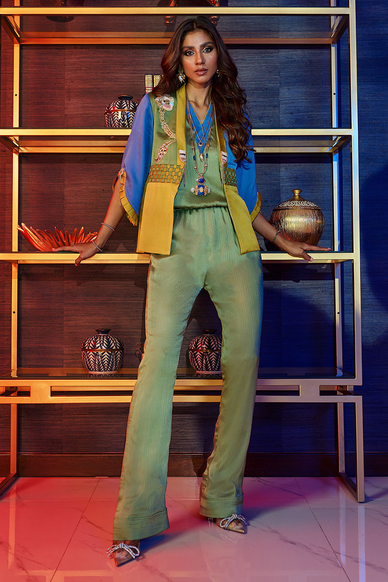 Wardha Saleem | Luxury Pret Fusion Wear | HUMMING BIRD JUMPSUIT - Official Wardha Saleem stockist in UK - Sakeena London