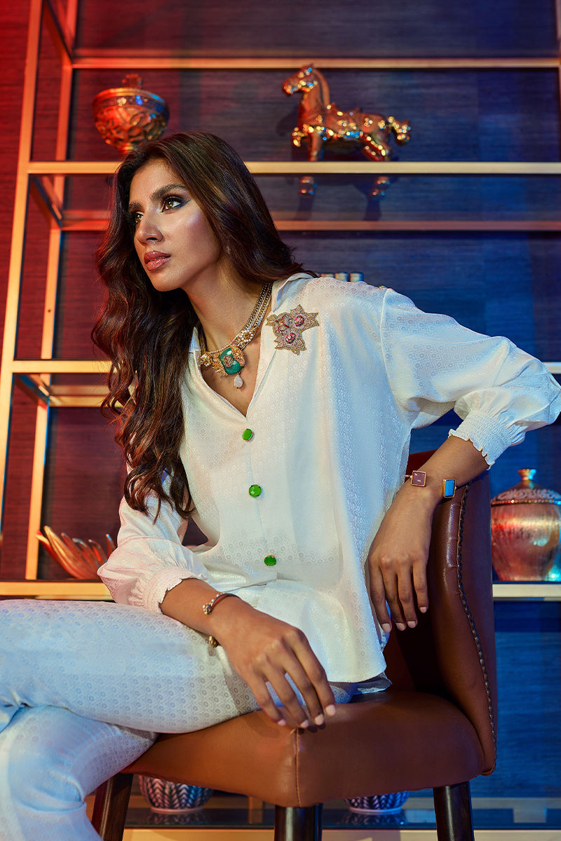 Wardha Saleem | Luxury Pret Fusion Wear | GOSSIP GIRL Ã¢ÂÂ WHITE CO-ORD SET - Official Wardha Saleem stockist in UK - Sakeena London