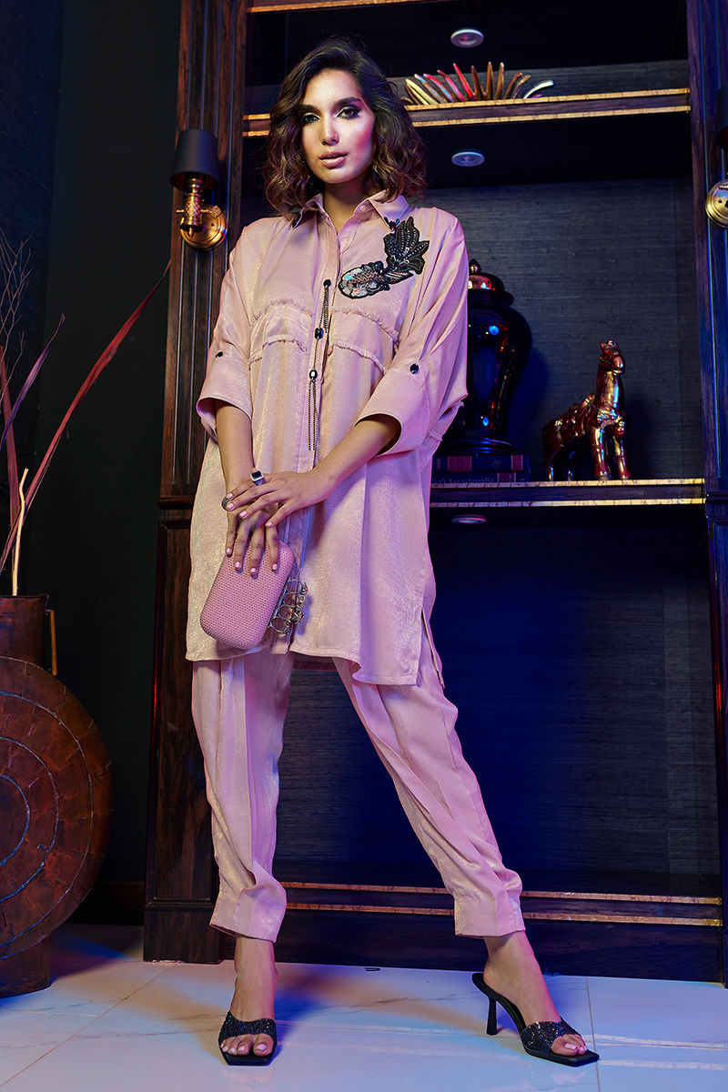 Wardha Saleem | Luxury Pret Fusion Wear | ZENÃ¢ÂÂ SALMON PINK CO-ORD SET - Official Wardha Saleem stockist in UK - Sakeena London