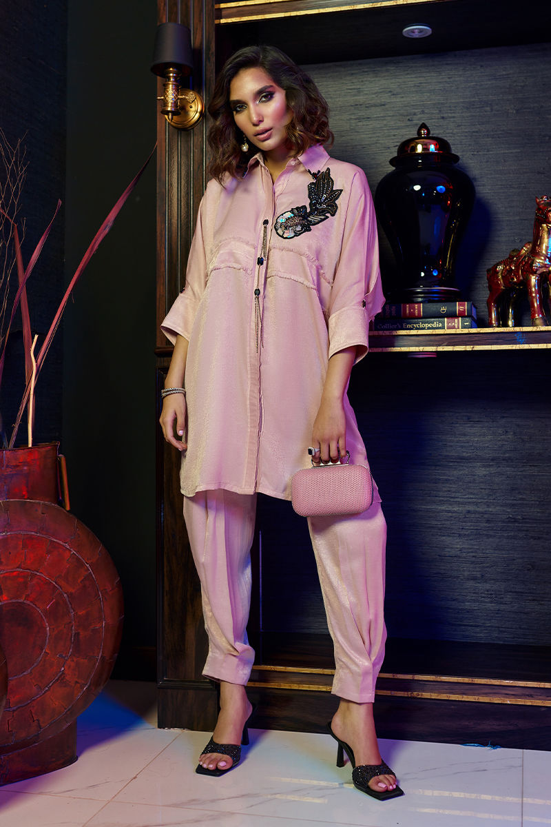 Wardha Saleem | Luxury Pret Fusion Wear | ZENÃ¢ÂÂ SALMON PINK CO-ORD SET - Official Wardha Saleem stockist in UK - Sakeena London