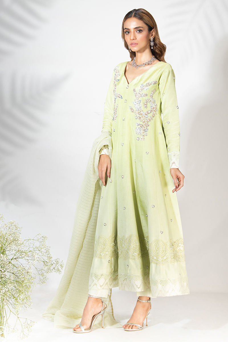 Fatima Khan | Luxury Pret 24 | SAGE MINT KALIDAR - Official Fatima Khan stockist in UK - Sakeena London