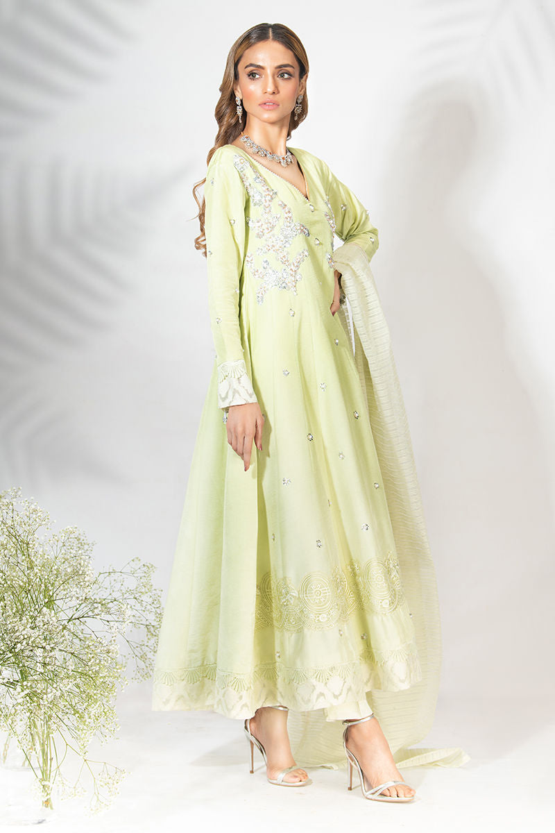 Fatima Khan | Luxury Pret 24 | SAGE MINT KALIDAR - Official Fatima Khan stockist in UK - Sakeena London