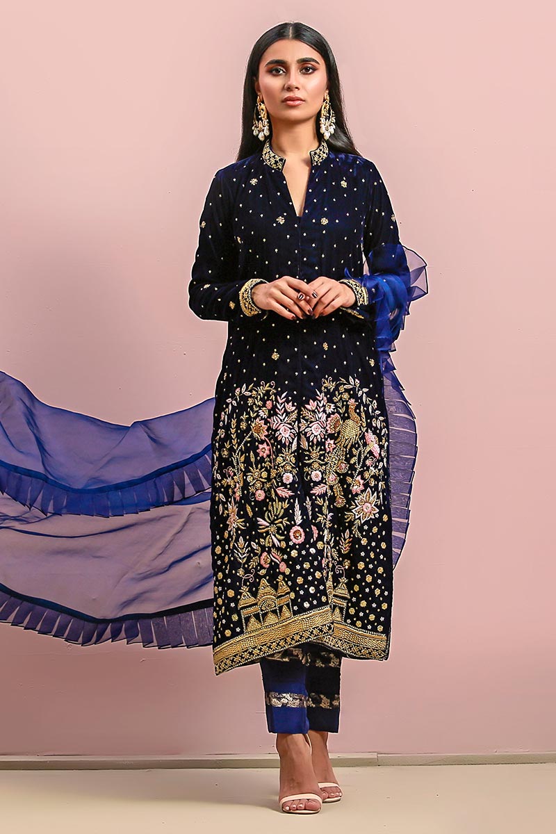 Ansab Jahangir | Bow Velvet Edit | MIDNIGHT ROSE - Official Ansab Jahangir stockist in UK - Sakeena London