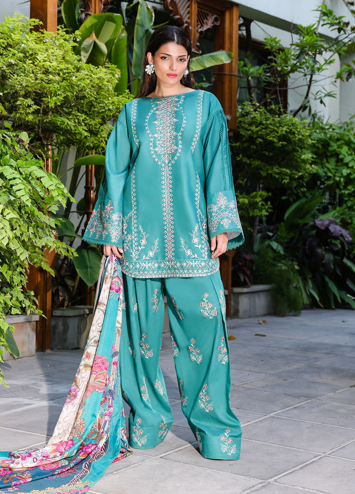 Sahane | Lovent Embroidered Pret 25 | ME23009 Verdelia - Official Sahane stockist in UK - Sakeena London