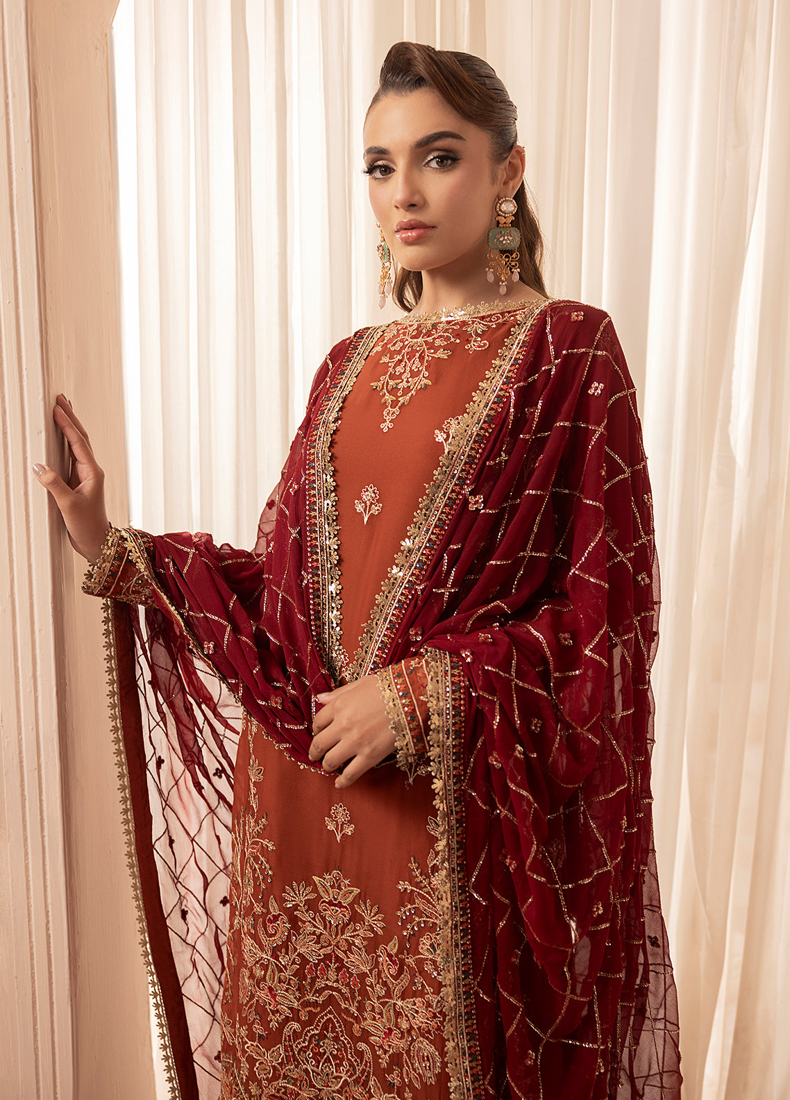 Sahane | Elyssa Festive Chiffon | CT-19007 Dune - ELYSSA - Official Sahane stockist in UK - Sakeena London