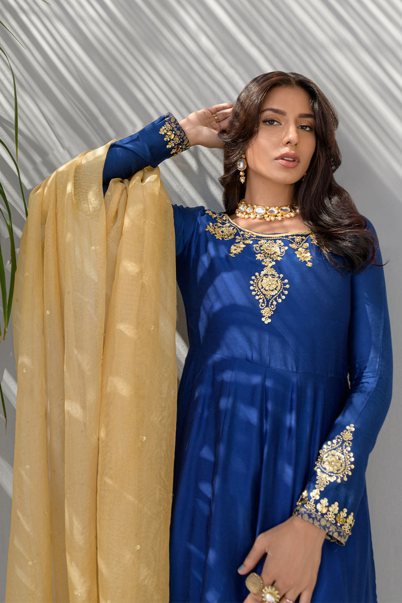 Fatima Khan | Luxury Pret 24 | COBALT BLUE PISHWAS - Official Fatima Khan stockist in UK - Sakeena London