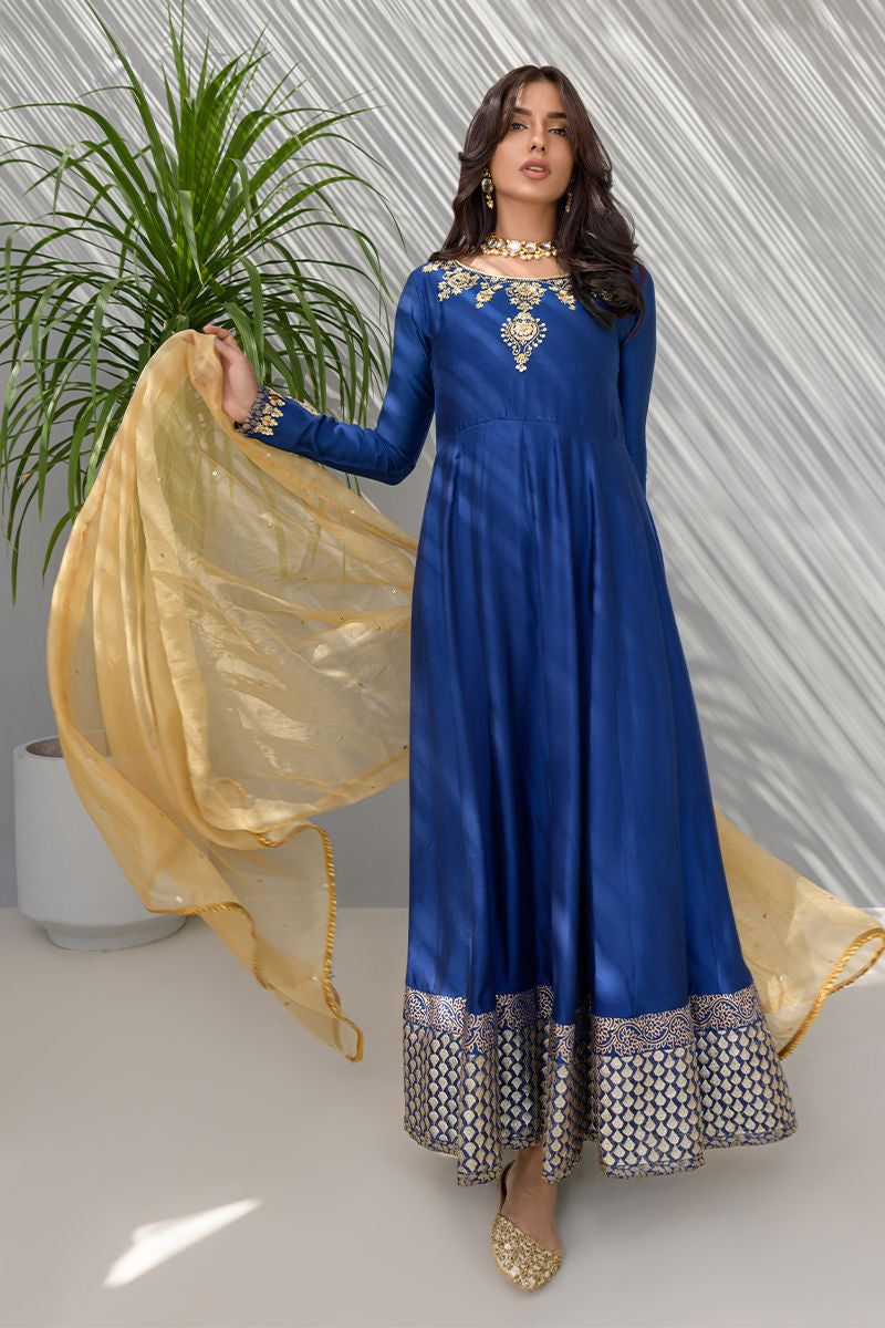 Fatima Khan | Luxury Pret 24 | COBALT BLUE PISHWAS - Official Fatima Khan stockist in UK - Sakeena London