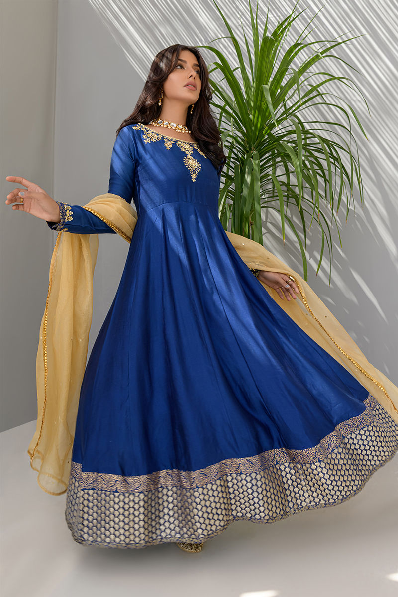 Fatima Khan | Luxury Pret 24 | COBALT BLUE PISHWAS - Official Fatima Khan stockist in UK - Sakeena London