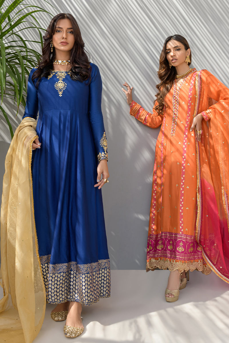 Fatima Khan | Luxury Pret 24 | COBALT BLUE PISHWAS - Official Fatima Khan stockist in UK - Sakeena London