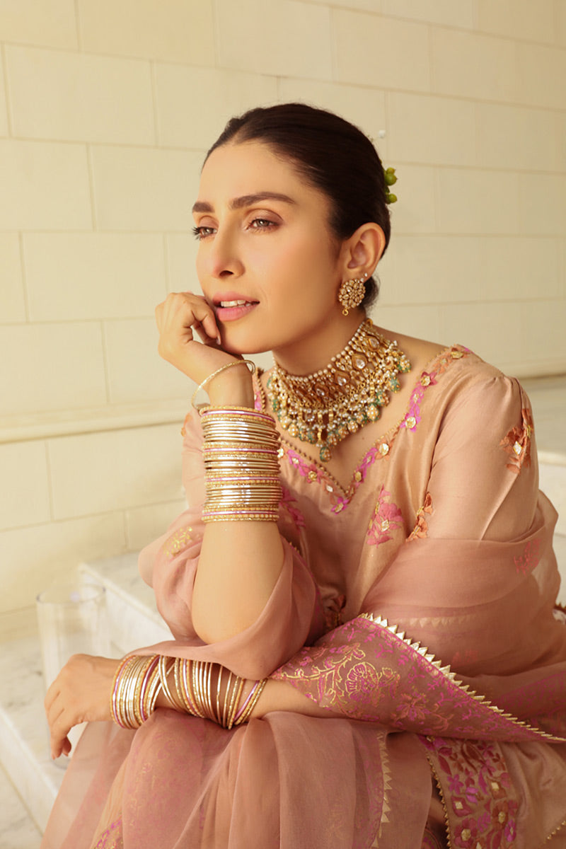 Ansab Jahangir | Luxury Silk Pret | TAUPE - Official Ansab Jahangir stockist in UK - Sakeena London