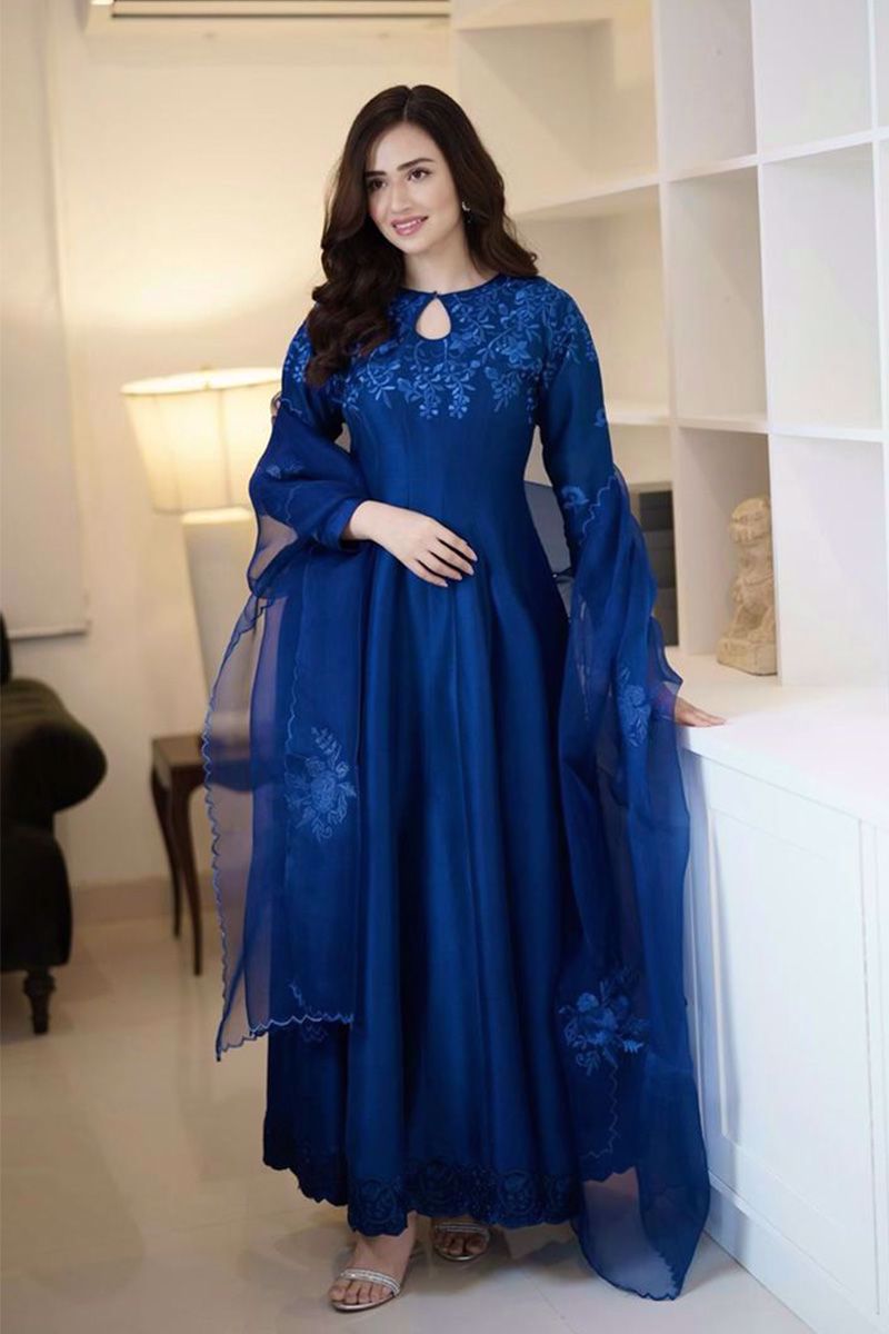 Ansab Jahangir | Luxury Silk Pret | BLUE SHADOW - Official Ansab Jahangir stockist in UK - Sakeena London