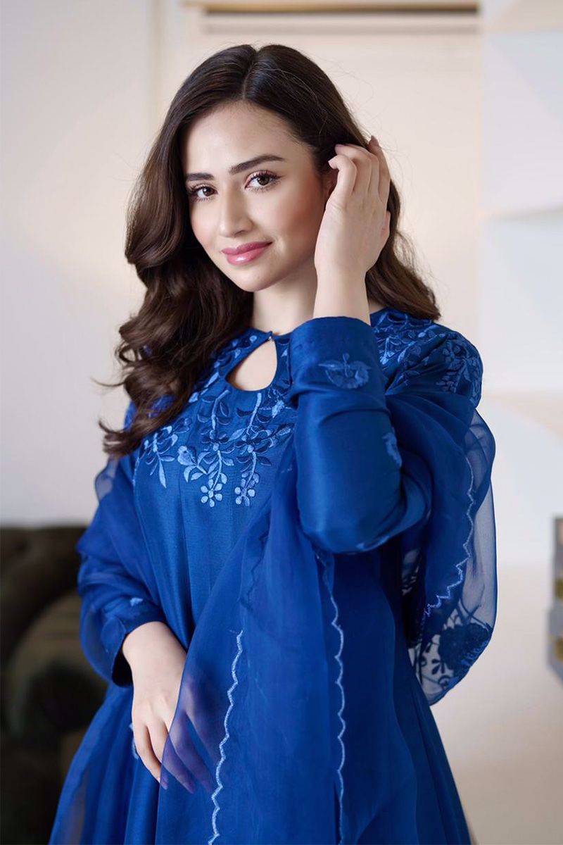 Ansab Jahangir | Luxury Silk Pret | BLUE SHADOW - Official Ansab Jahangir stockist in UK - Sakeena London