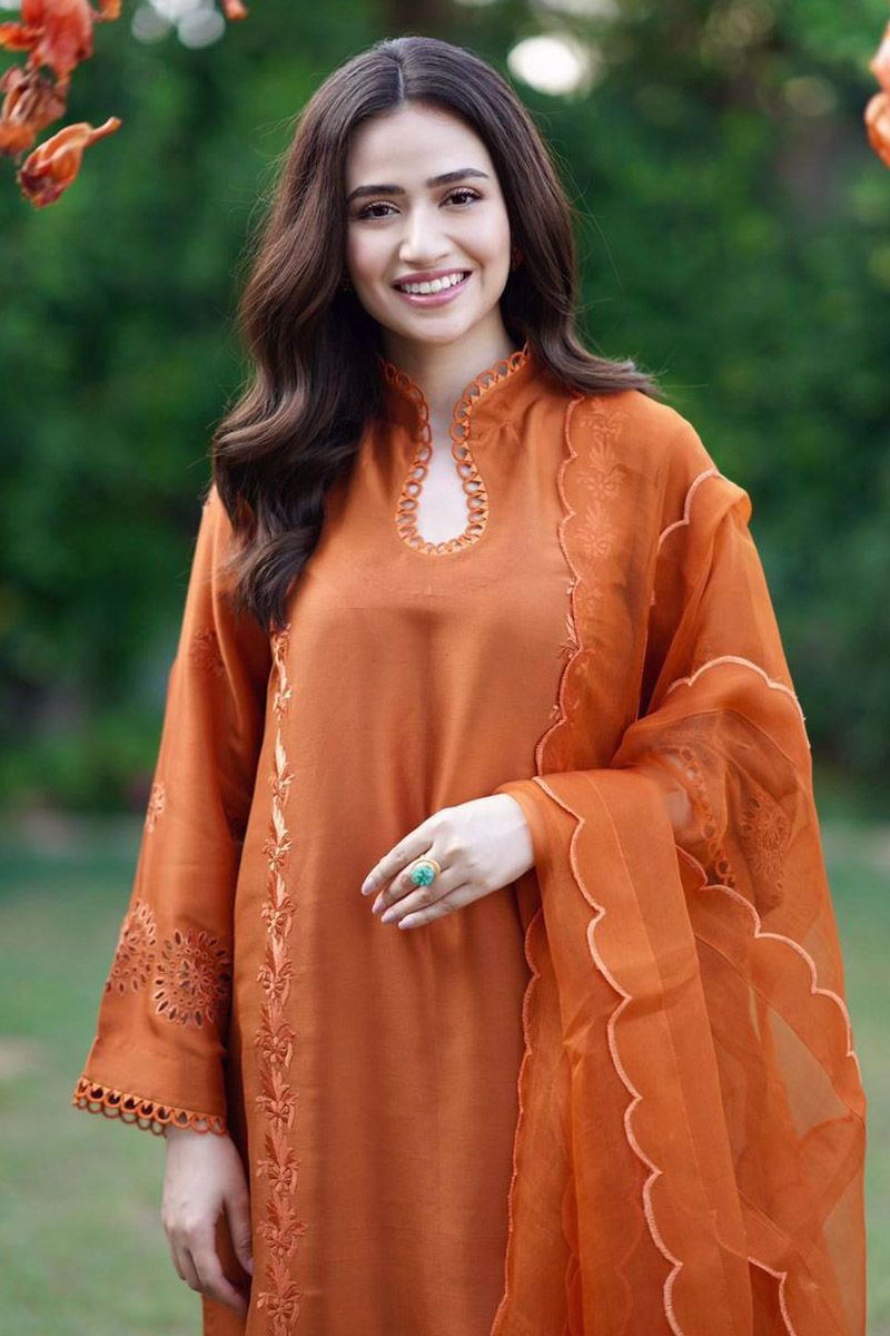 Ansab Jahangir | Luxury Silk Pret | TANGERINE ROUGE - Official Ansab Jahangir stockist in UK - Sakeena London
