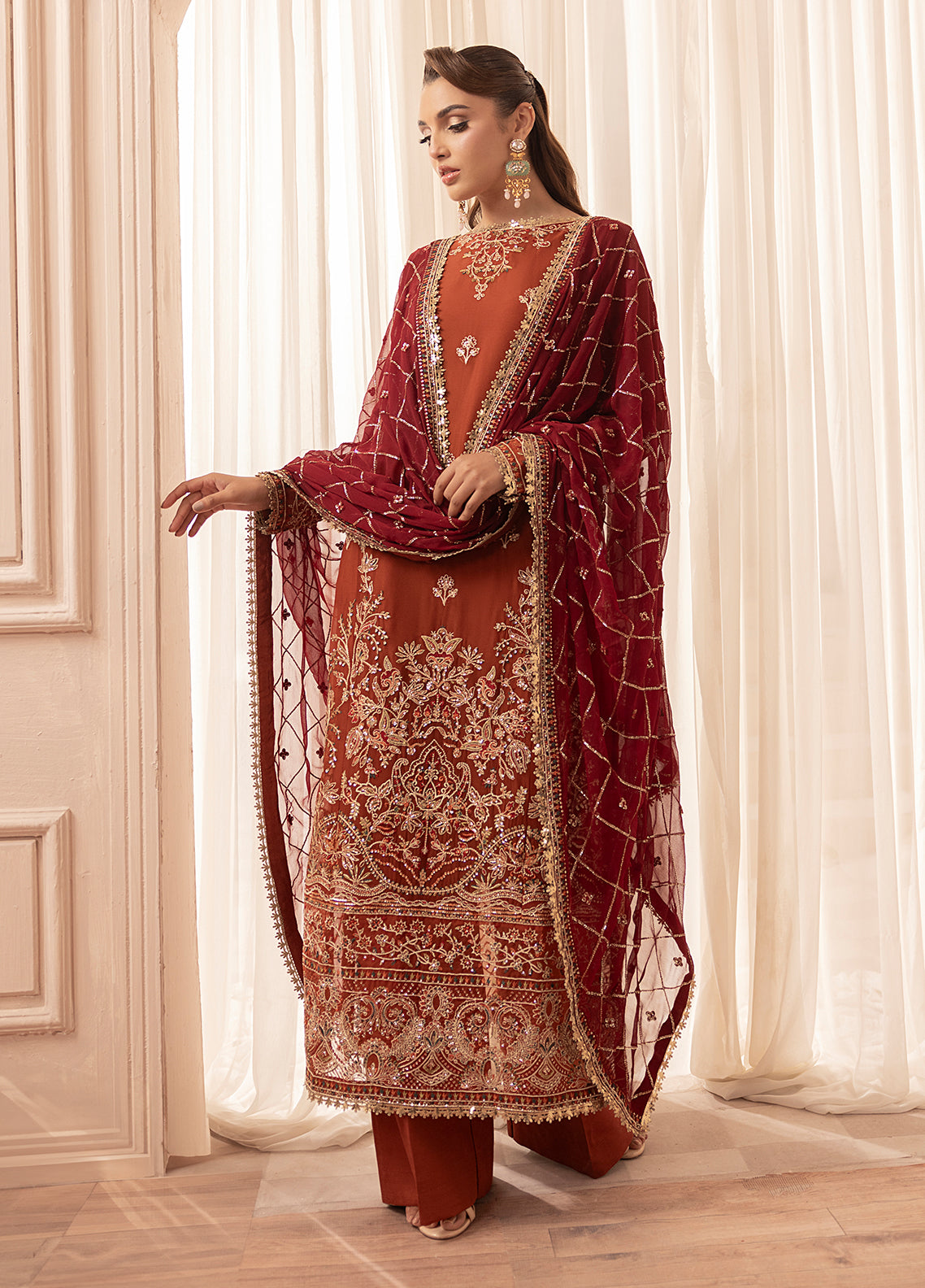 Sahane | Elyssa Festive Chiffon | CT-19007 Dune - ELYSSA - Official Sahane stockist in UK - Sakeena London