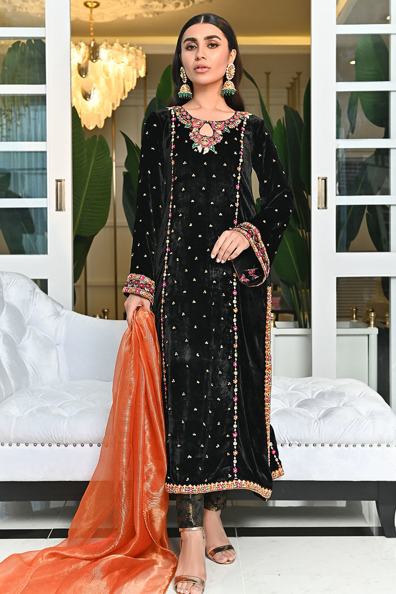 Ansab Jahangir | Bow Velvet Edit | BLACK MIST - Official Ansab Jahangir stockist in UK - Sakeena London