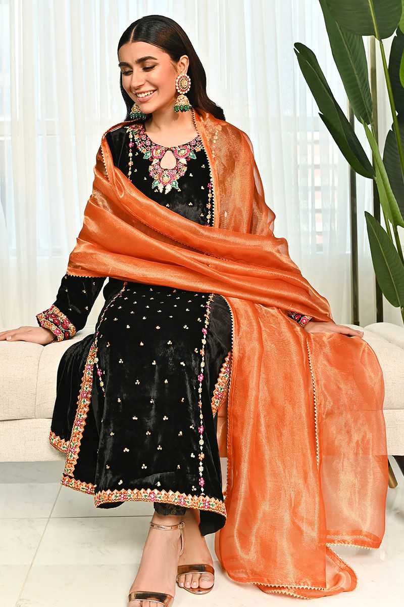 Ansab Jahangir | Bow Velvet Edit | BLACK MIST - Official Ansab Jahangir stockist in UK - Sakeena London