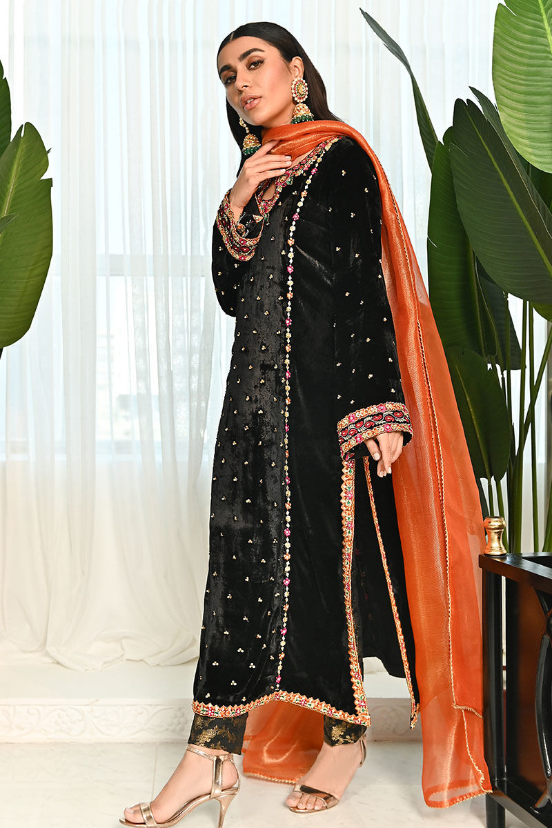 Ansab Jahangir | Bow Velvet Edit | BLACK MIST - Official Ansab Jahangir stockist in UK - Sakeena London