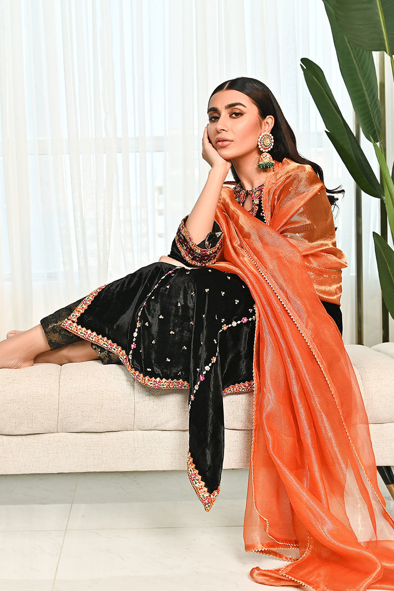 Ansab Jahangir | Bow Velvet Edit | BLACK MIST - Official Ansab Jahangir stockist in UK - Sakeena London