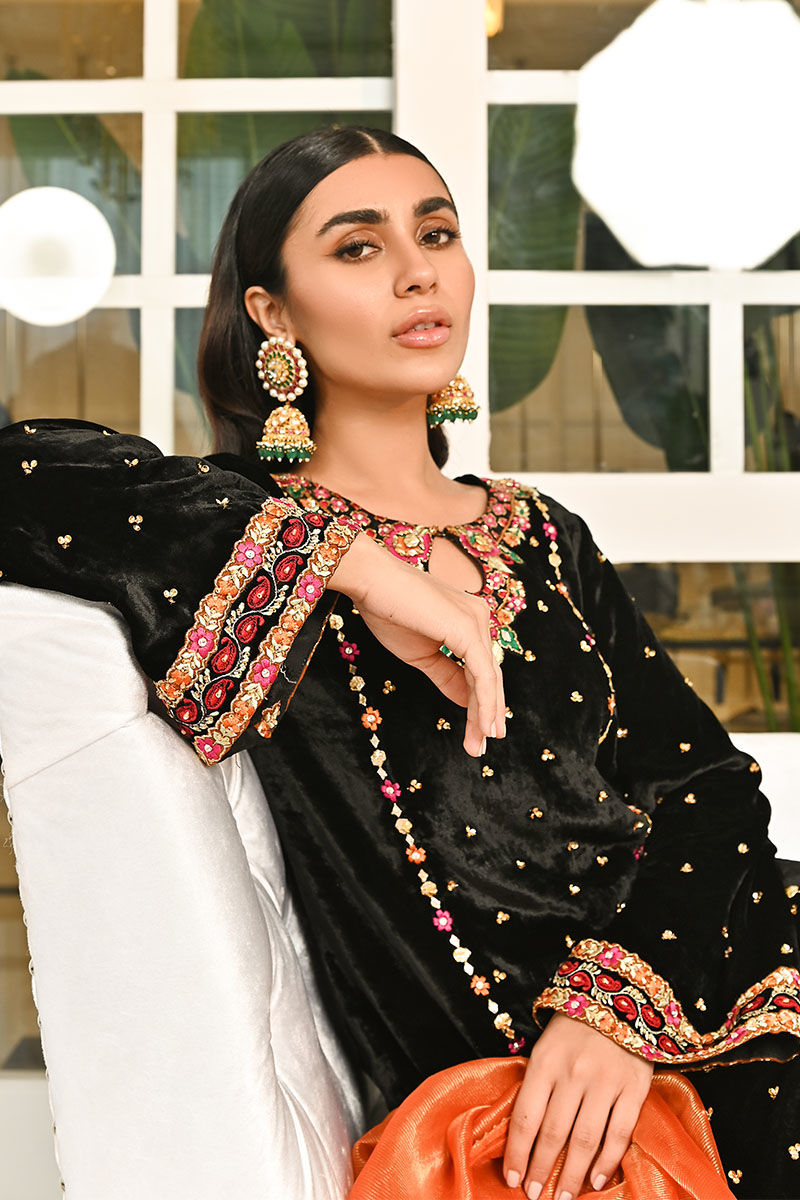Ansab Jahangir | Bow Velvet Edit | BLACK MIST - Official Ansab Jahangir stockist in UK - Sakeena London