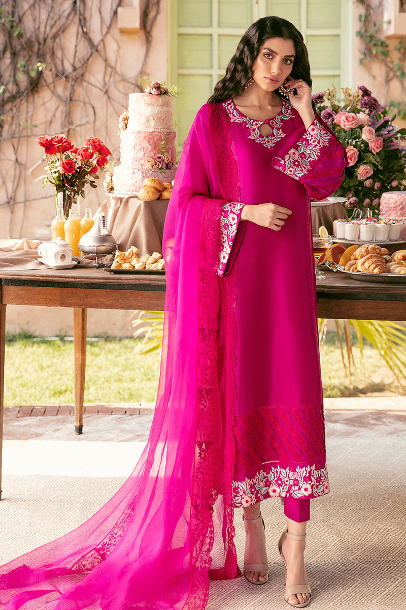 Ansab Jahangir | Luxury Silk Pret | FIERY MAGENTA - Official Ansab Jahangir stockist in UK - Sakeena London