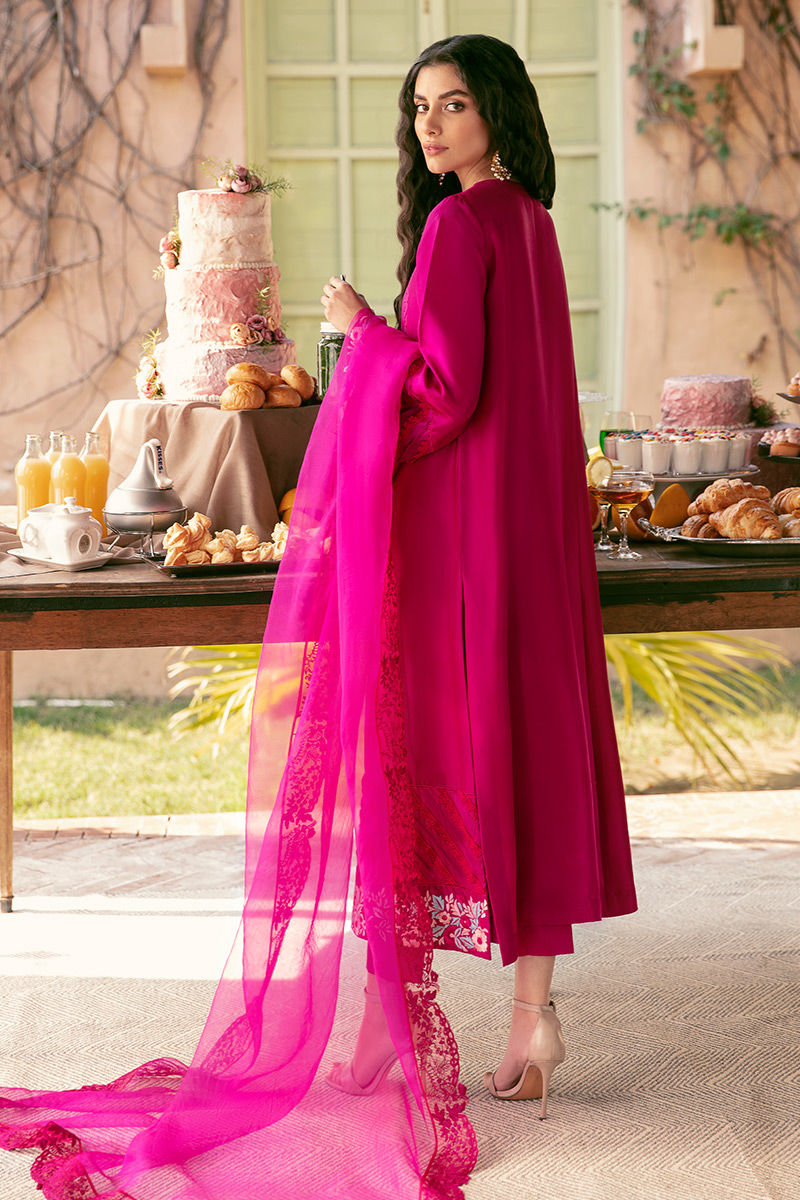 Ansab Jahangir | Luxury Silk Pret | FIERY MAGENTA - Official Ansab Jahangir stockist in UK - Sakeena London