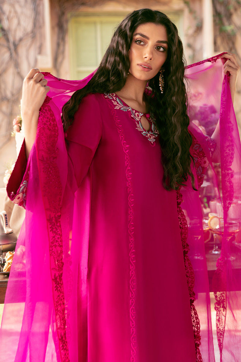 Ansab Jahangir | Luxury Silk Pret | FIERY MAGENTA - Official Ansab Jahangir stockist in UK - Sakeena London