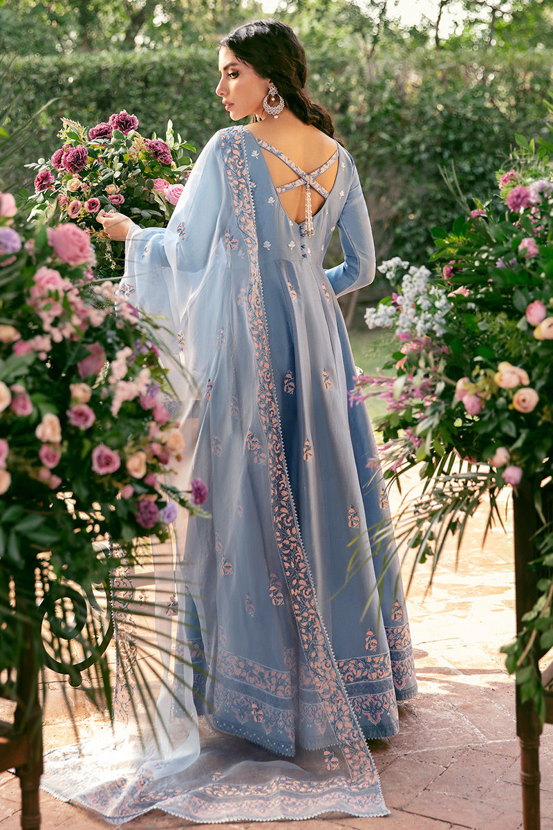 Ansab Jahangir | Luxury Silk Pret | PERIWINKLE BLOOM - Official Ansab Jahangir stockist in UK - Sakeena London