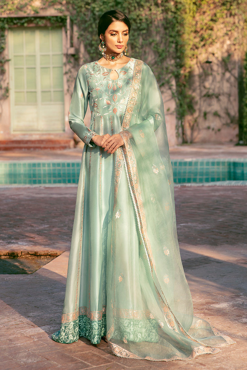 Ansab Jahangir | Luxury Silk Pret | SEAFOAM - Official Ansab Jahangir stockist in UK - Sakeena London