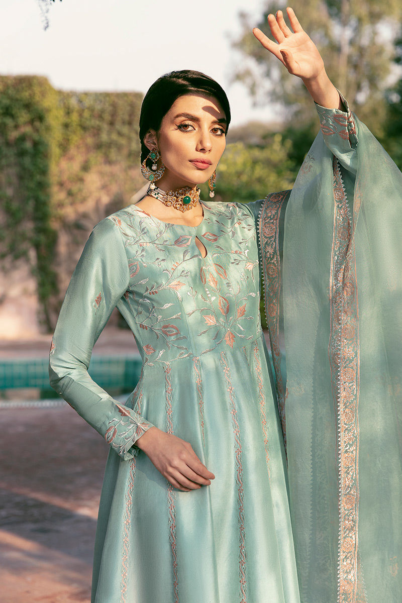 Ansab Jahangir | Luxury Silk Pret | SEAFOAM - Official Ansab Jahangir stockist in UK - Sakeena London