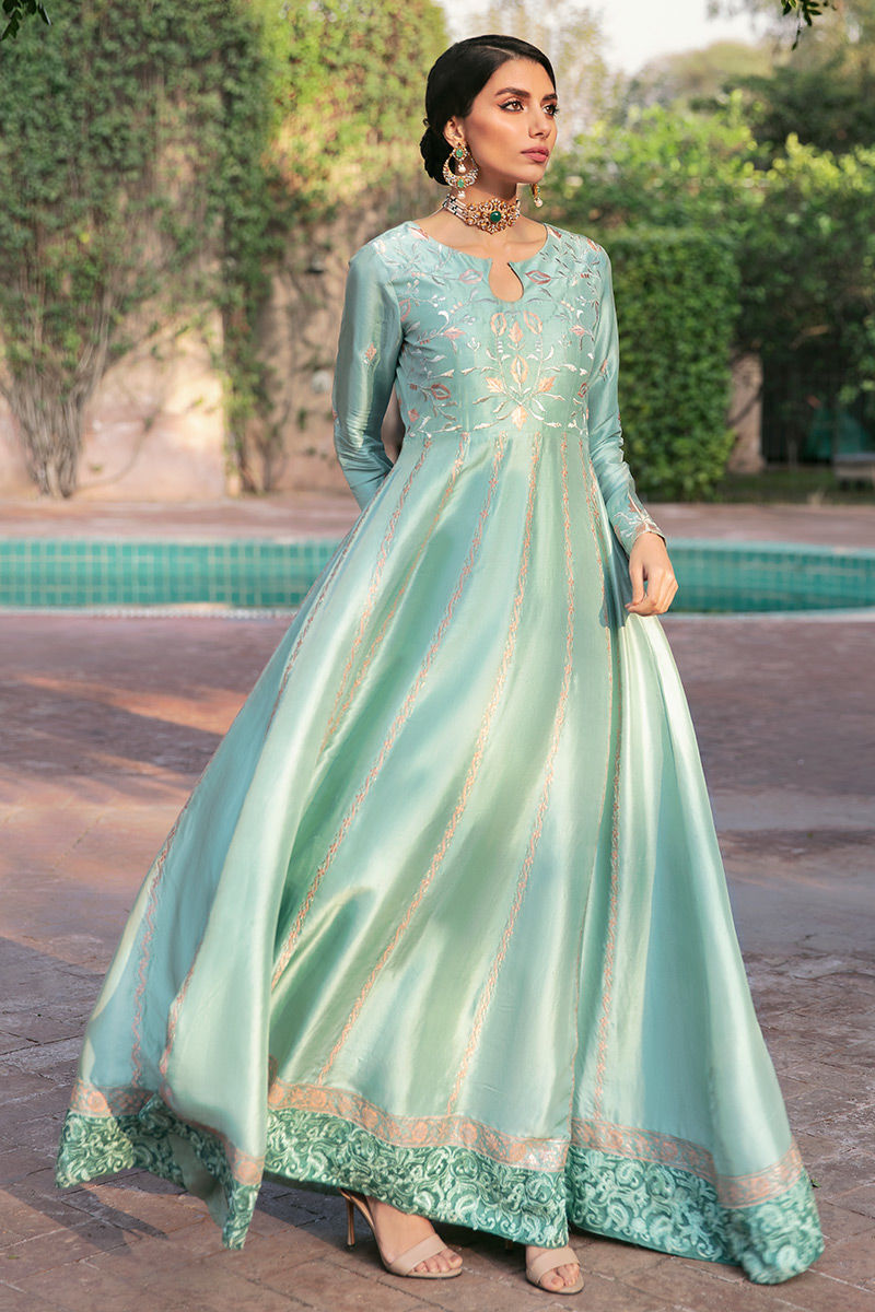Ansab Jahangir | Luxury Silk Pret | SEAFOAM - Official Ansab Jahangir stockist in UK - Sakeena London