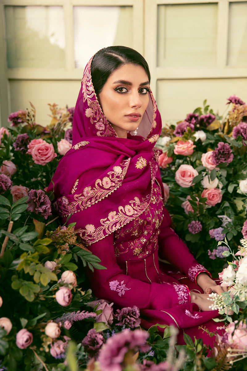 Ansab Jahangir | Luxury Silk Pret | FRENCH ROSE - Official Ansab Jahangir stockist in UK - Sakeena London