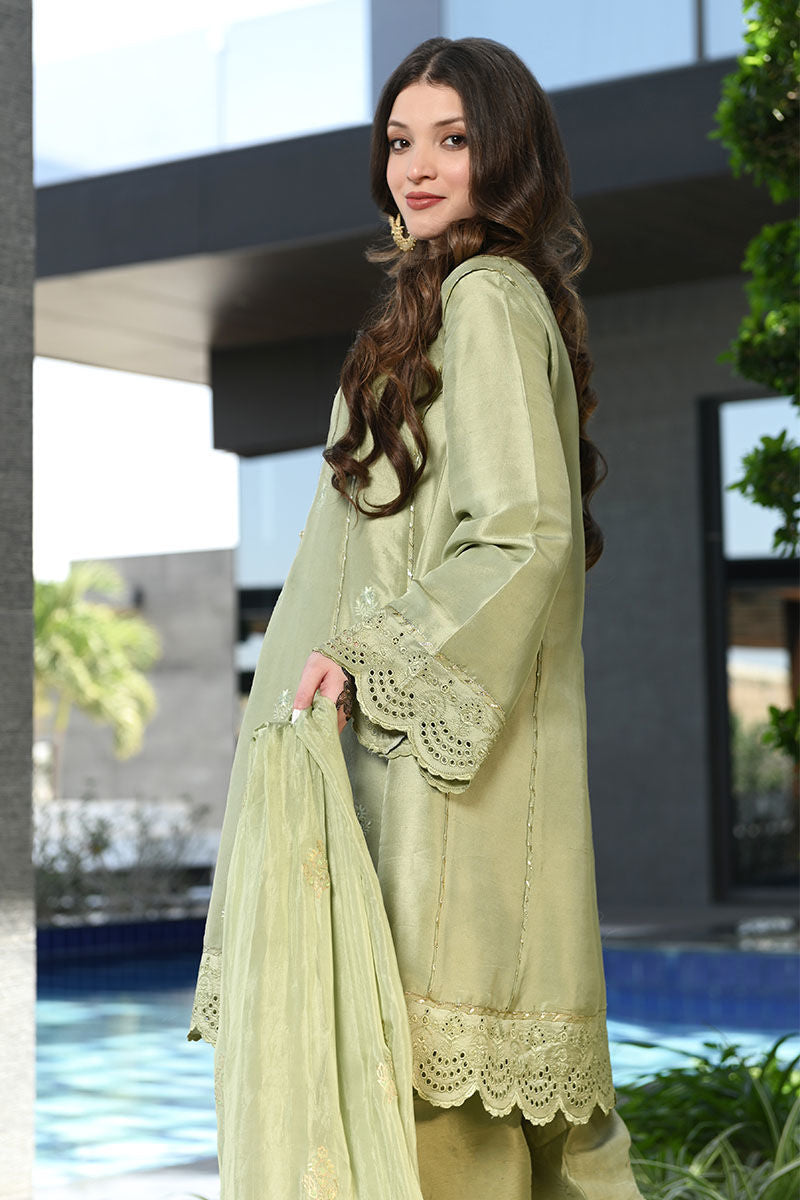 Ansab Jahangir | Luxury Silk Pret | STONE GREEN - Official Ansab Jahangir stockist in UK - Sakeena London