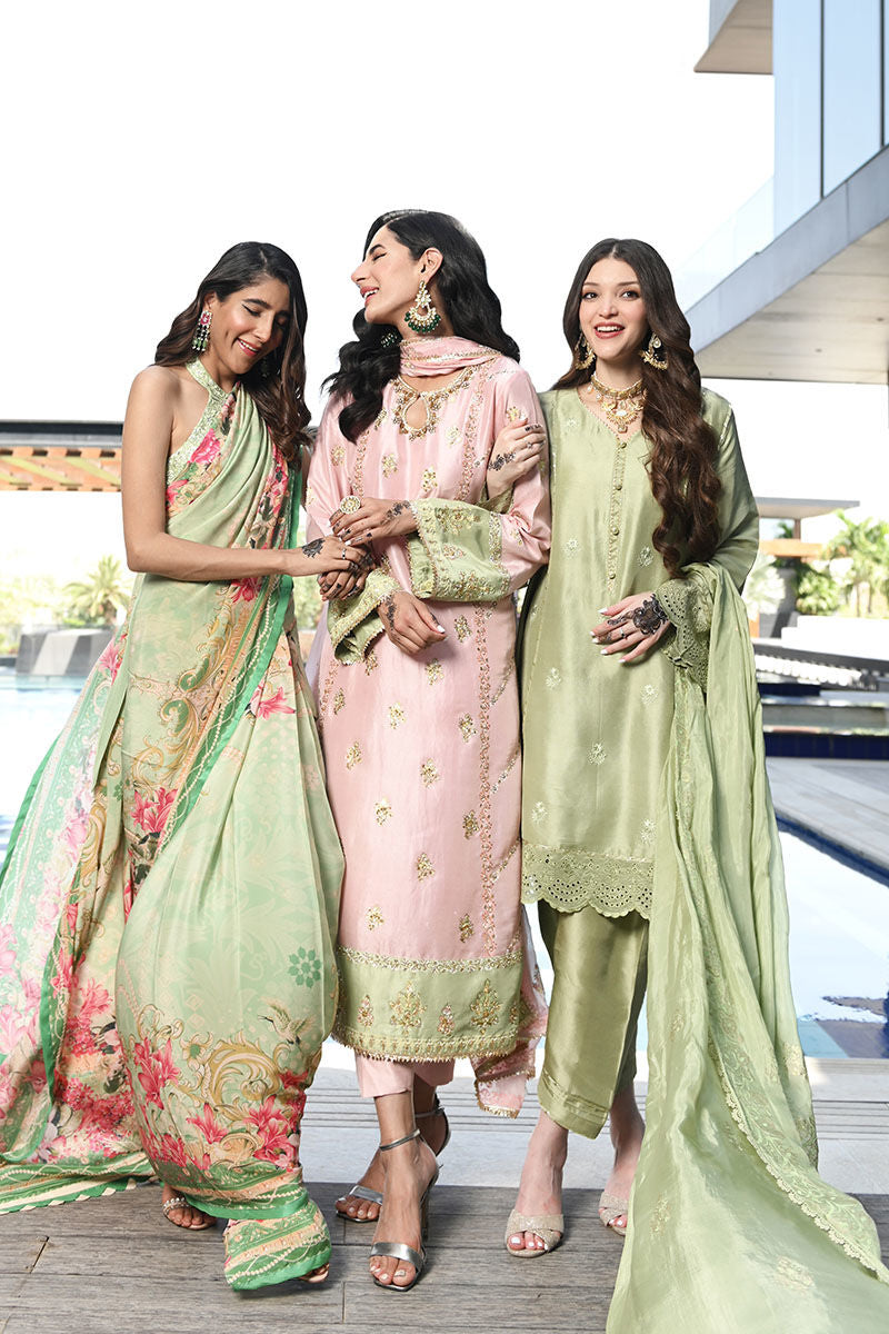 Ansab Jahangir | Luxury Silk Pret | STONE GREEN - Official Ansab Jahangir stockist in UK - Sakeena London