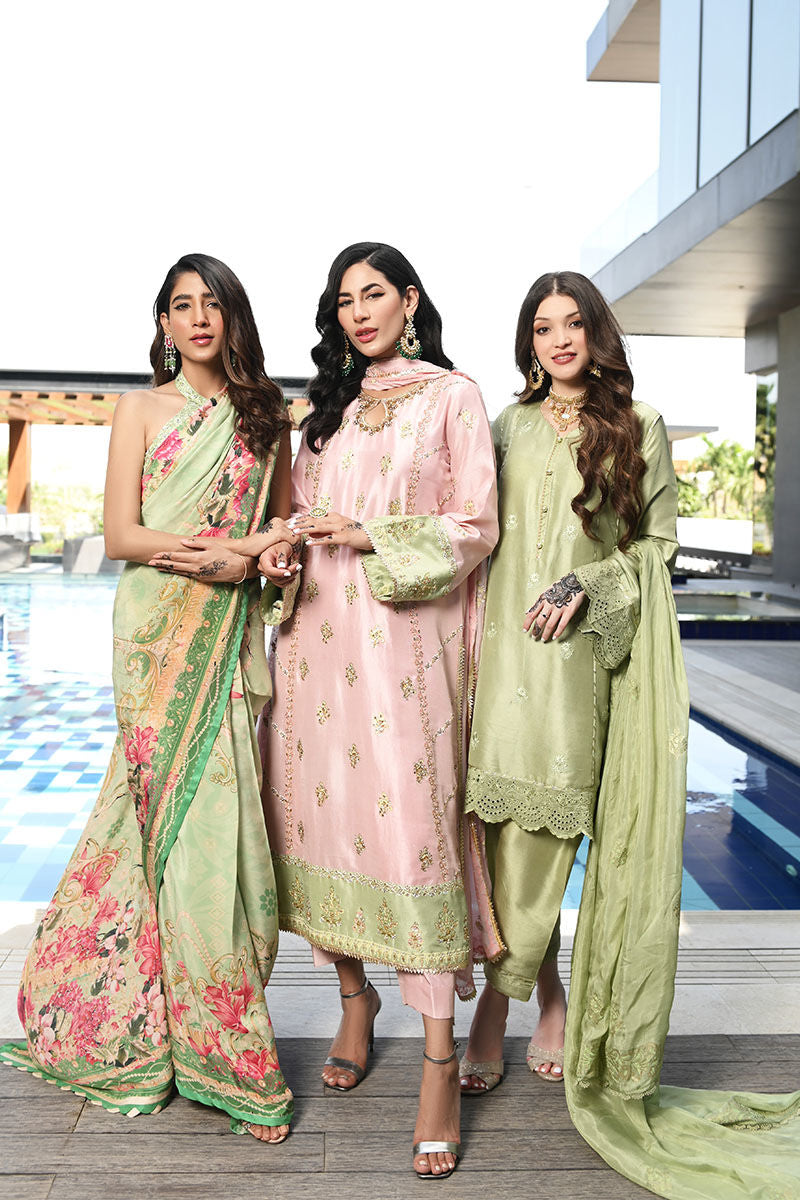 Ansab Jahangir | Luxury Silk Pret | STONE GREEN - Official Ansab Jahangir stockist in UK - Sakeena London