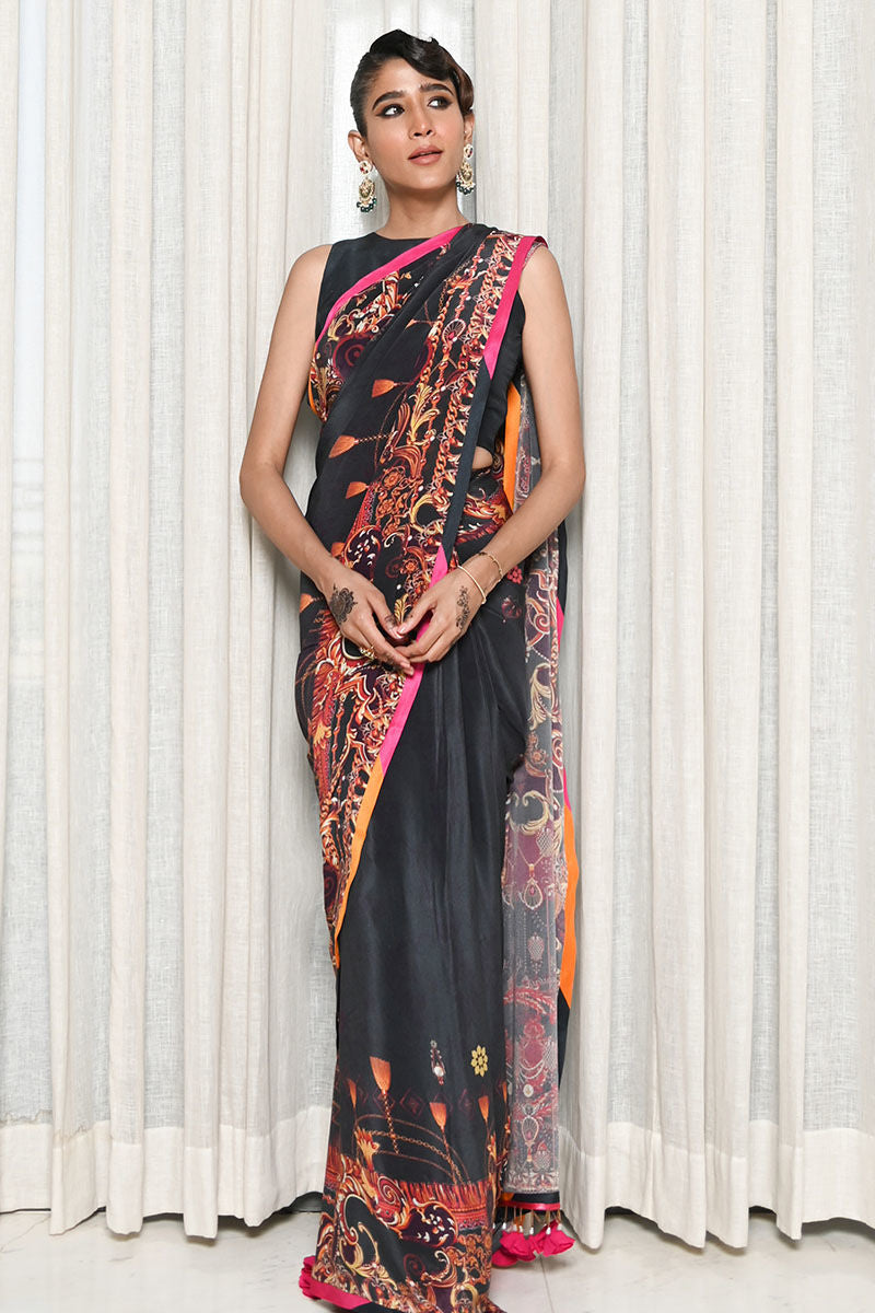 Ansab Jahangir | Luxury Silk Pret | BLACK INK - Official Ansab Jahangir stockist in UK - Sakeena London