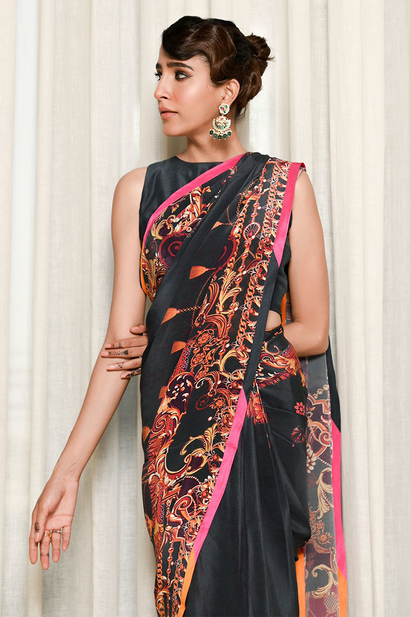 Ansab Jahangir | Luxury Silk Pret | BLACK INK - Official Ansab Jahangir stockist in UK - Sakeena London