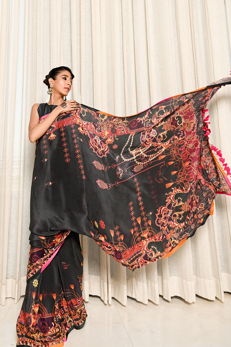 Ansab Jahangir | Luxury Silk Pret | BLACK INK - Official Ansab Jahangir stockist in UK - Sakeena London
