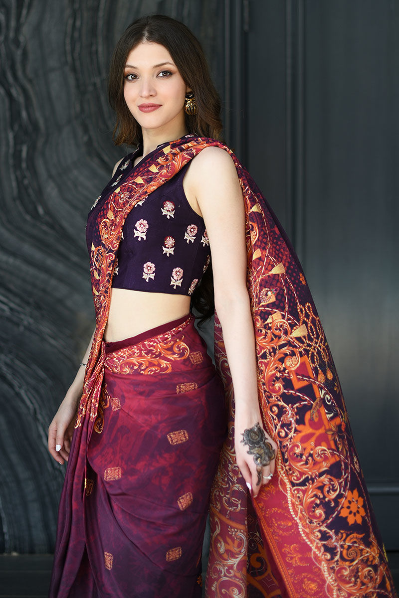 Ansab Jahangir | Luxury Silk Pret | VINTAGE VOILET - Official Ansab Jahangir stockist in UK - Sakeena London