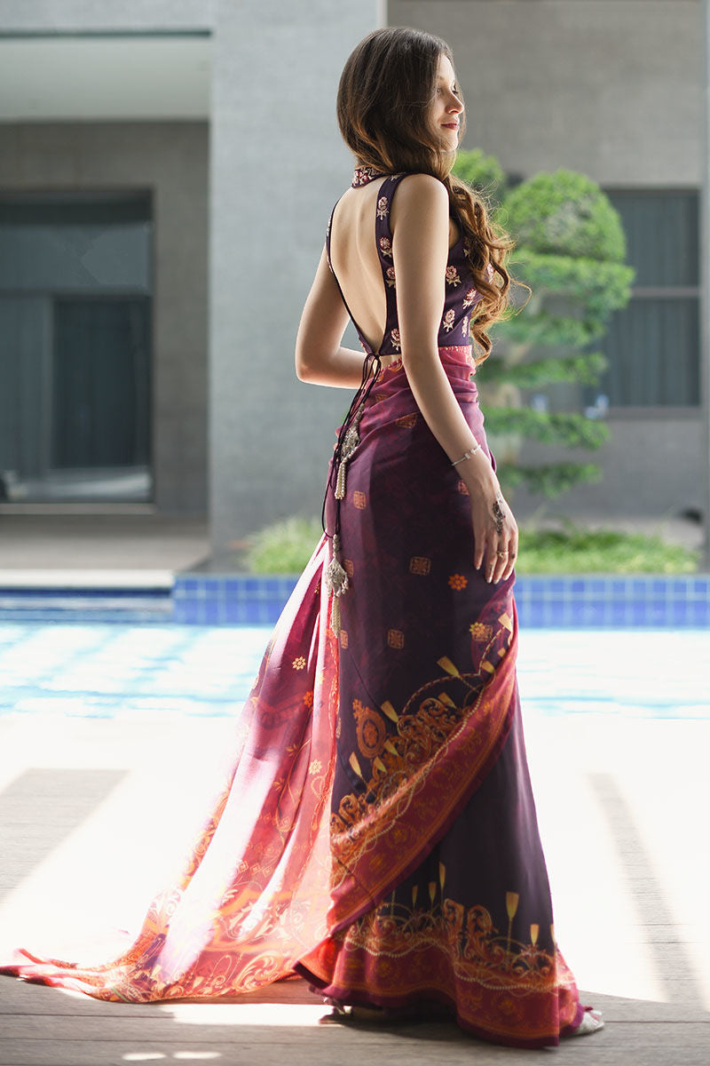 Ansab Jahangir | Luxury Silk Pret | VINTAGE VOILET - Official Ansab Jahangir stockist in UK - Sakeena London