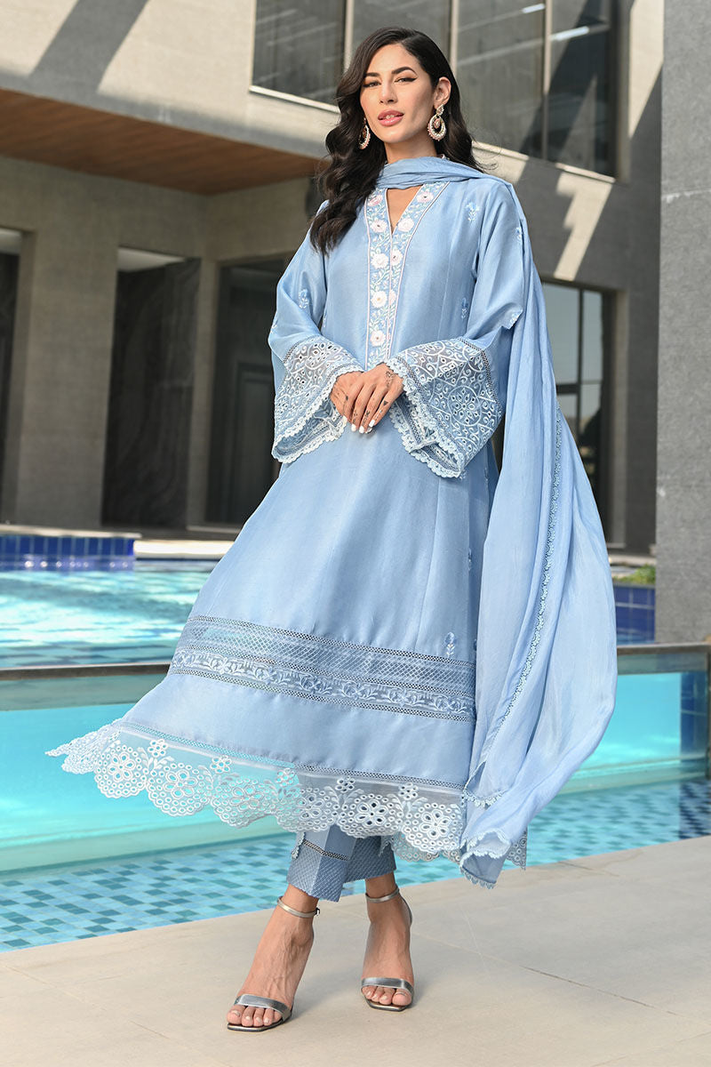 Ansab Jahangir | Luxury Silk Pret | CRYSTAL BLUE - Official Ansab Jahangir stockist in UK - Sakeena London