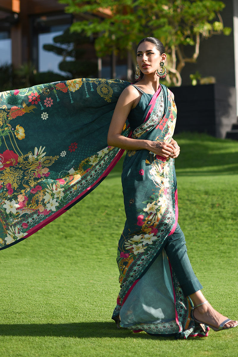 Ansab Jahangir | Luxury Silk Pret | DEEP TEAL - Official Ansab Jahangir stockist in UK - Sakeena London