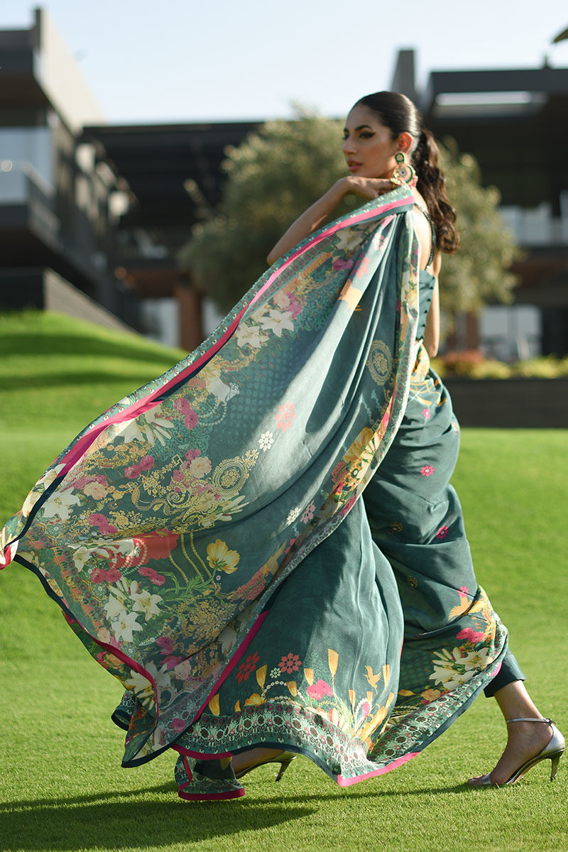 Ansab Jahangir | Luxury Silk Pret | DEEP TEAL - Official Ansab Jahangir stockist in UK - Sakeena London