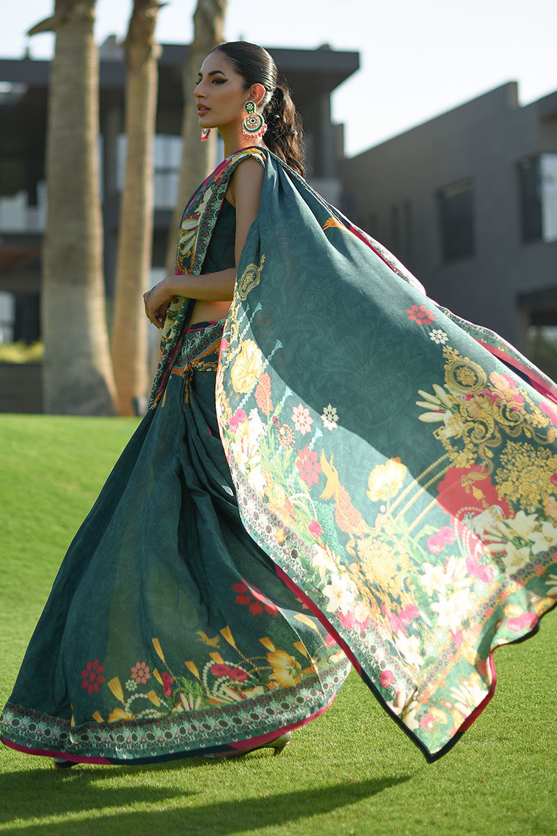 Ansab Jahangir | Luxury Silk Pret | DEEP TEAL - Official Ansab Jahangir stockist in UK - Sakeena London