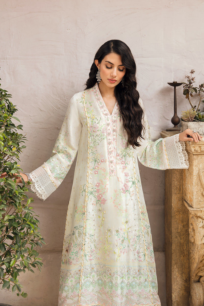 Ansab Jahangir | Luxury Silk Pret | WHISPER WHITE - Official Ansab Jahangir stockist in UK - Sakeena London