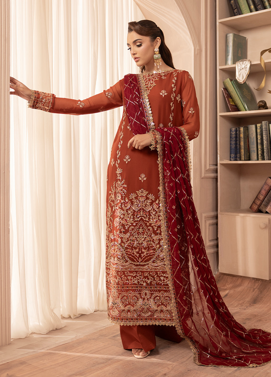 Sahane | Elyssa Festive Chiffon | CT-19007 Dune - ELYSSA - Official Sahane stockist in UK - Sakeena London
