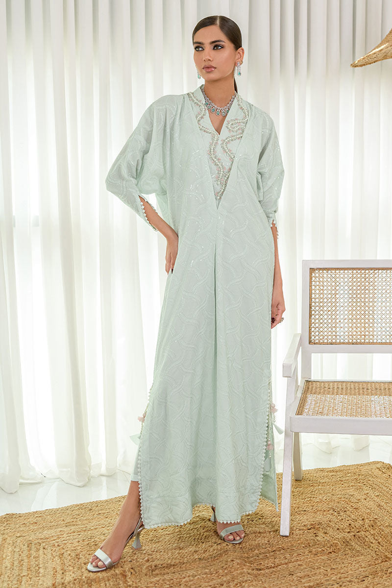 Fatima Khan | Luxury Pret 24 | AZURE MINT KAFTAN - Official Fatima Khan stockist in UK - Sakeena London