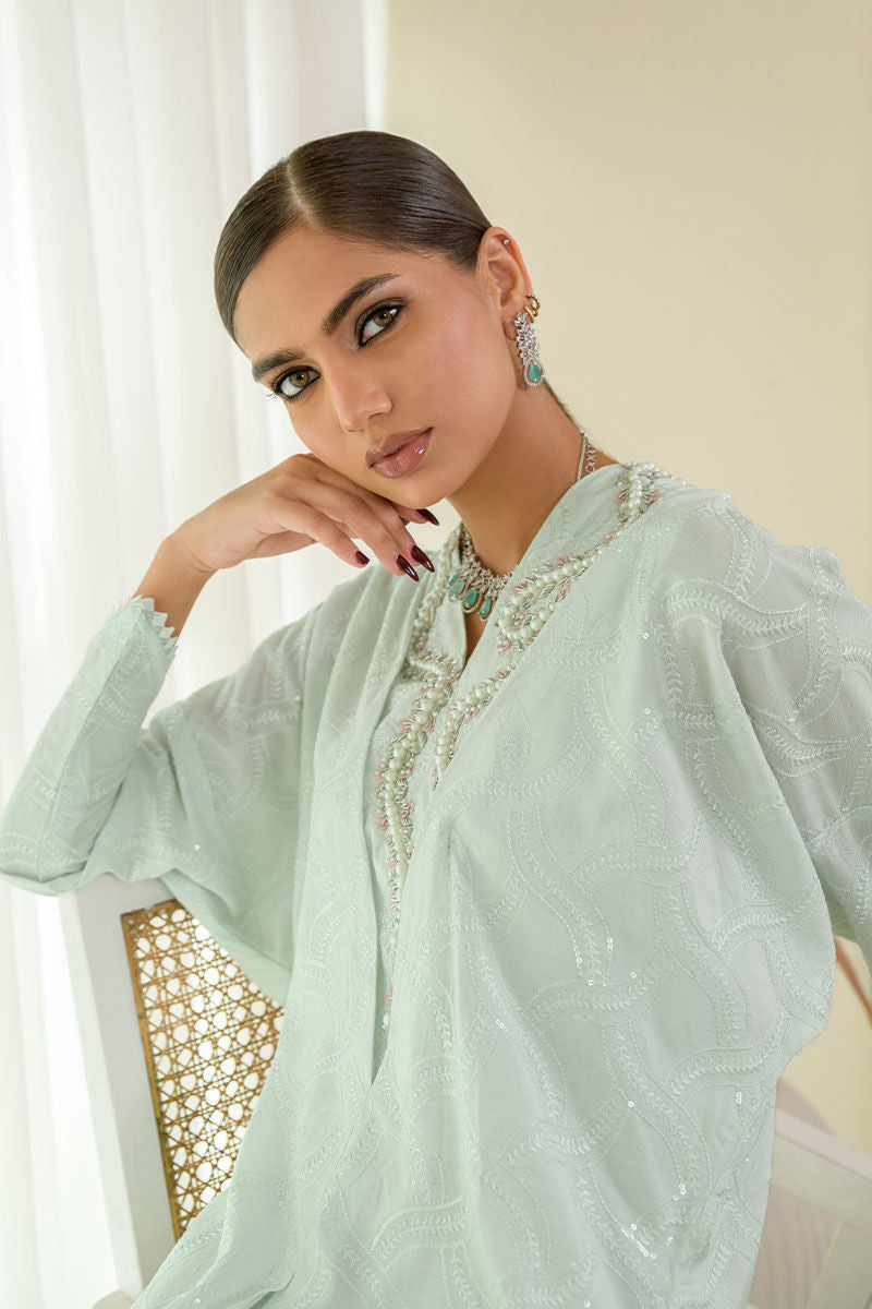 Fatima Khan | Luxury Pret 24 | AZURE MINT KAFTAN - Official Fatima Khan stockist in UK - Sakeena London