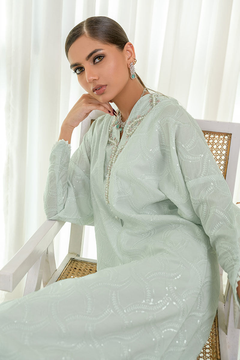 Fatima Khan | Luxury Pret 24 | AZURE MINT KAFTAN - Official Fatima Khan stockist in UK - Sakeena London