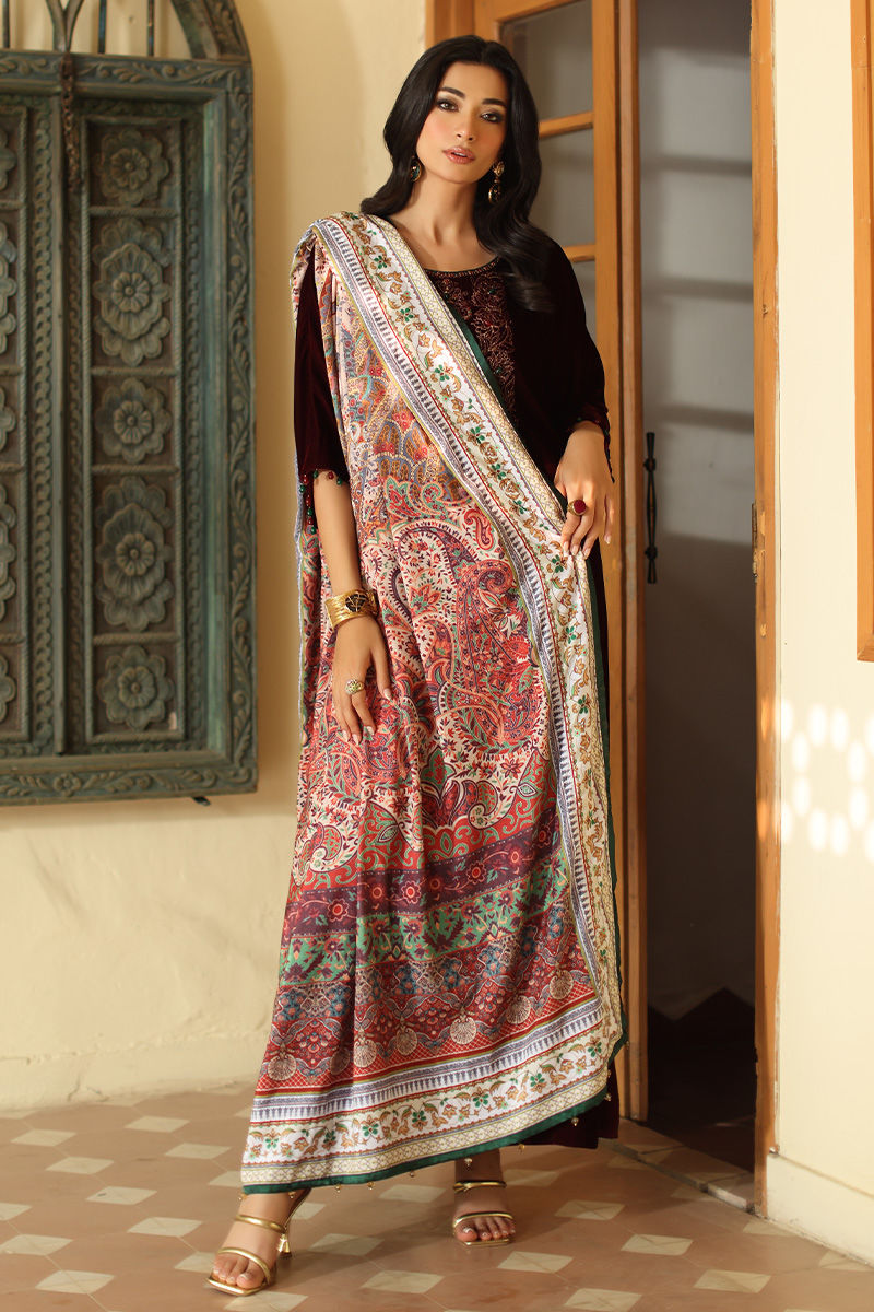 Aisha Imran | Printed Panache Velvet Shawls 25 | Sarai Shirt and Pants - Official Aisha Imran stockist in UK - Sakeena London